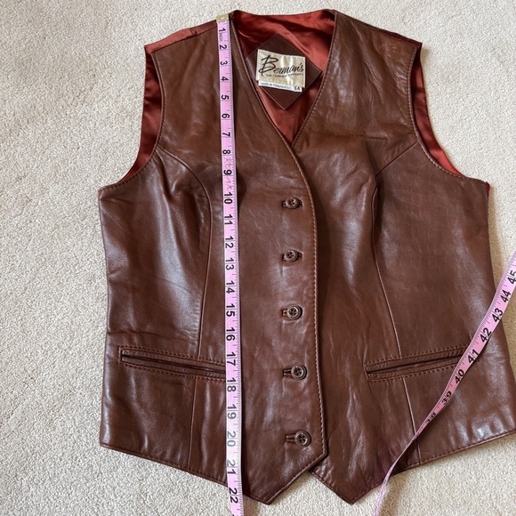 Vintage Berman’s The Leather Experts Brown Leather Vest size 14 - Picture 14 of 15